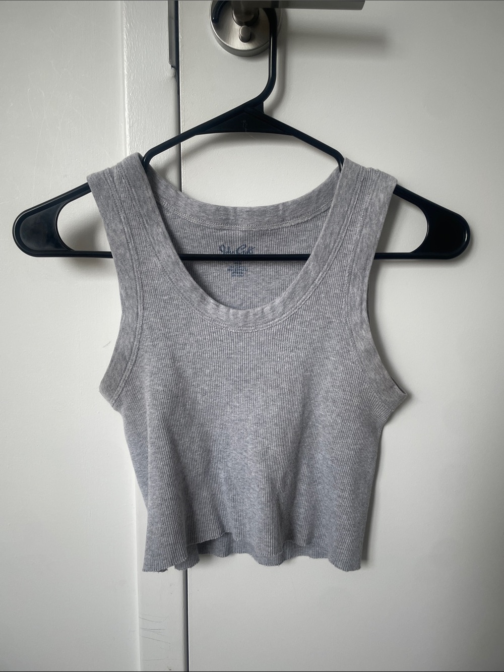John Galt Classic Gray Ribbed Crop Tank Top